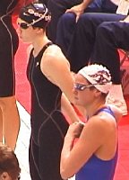 Amanda Adkins & Lindsay Benko just before qualifying 1-2 in the 200 Back.