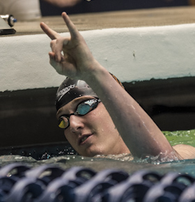 2012MNCAA Jimmy Feigen places first in the prelims of the 50 freestyle at the 2012 NCAA swimming and diving championhips.
