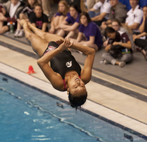 2012WNCAA  Victoria Ishimatsu wins the 1 meter springboard diving at the 2012 women's NCAA swimming and diving championships.