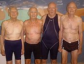 Men's 360+ World Record Free Relay Team
From left to right all from Hendersonville are;
Boyd Campbell 93, Martin Rutter 91, Jim Scherbarth 80, Harold Hoffmann 96
