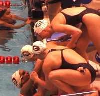 Georgia wins 400 Free Relay and celebrates