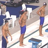 Hoogie, Hall, and Ervin just before the 50 Free final.