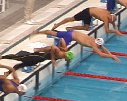 Gary Hall with a quick start in the 50 Free
