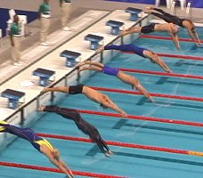 American Anthony Ervin at the start of the 50 Free.