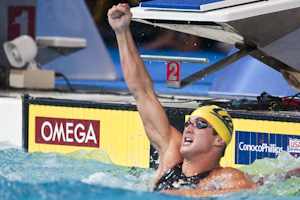 Nathan Adrian wins the 50 Free at the 2009 USA Swimming Nationals/World Team Trials.