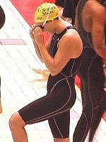Amy Van Dyken before her 100 Free race.