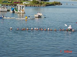 Swimmers line up for the start of the Atlantic City 10K