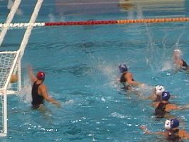 Australia scores a goal in the Gold medal game against USA.