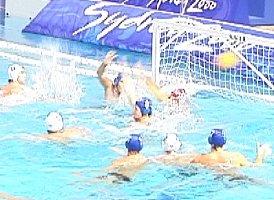 Russia puts the ball by USA goalie Dan Hackett.