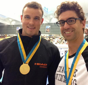 At the FINA World Cup with their medals