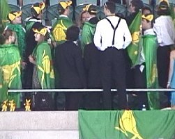 The Boxing Kangaroos was a group of fans who went around to several venues to sing songs and work the Aussie crowd into a frenzy.