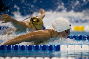 Elaine Breeden  wins the second semi-final in the 200 butterfly at the 2008 olympic trials.