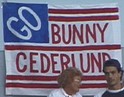 Photo by Michael Collins

Bunny Cedarlund fans showing their USA team spirit.