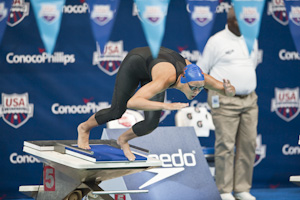 Kasey Carlson places first in the prelims of the 100 Breaststroke at the 2009 USA Swimming ationals/World Team Trials.
