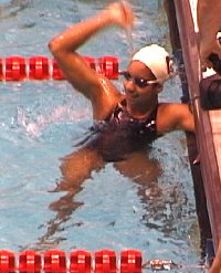 Correia from Georgia celebrates victory in the 200 Free