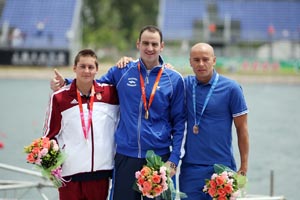 Csaba Gercsak (left), Petar Stoychev (middle), Rostislav Vitek (right) at 2008 open water test event.