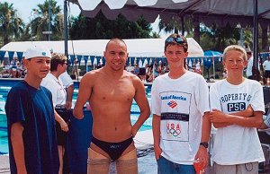 Photo by Raul A. Roman, PSC Parent

Taken at the USA Disability Swimming Championships held in Phoenix, AZ. 6/2001
From left to right:
Ryan Key (14), Phoenix Swim Club
Xavier Torres, World Record Holder, representing Spain
Mitch Miller (14), Phoenix Swim Club
Ben Roman (13), Phoenix Swim Club

