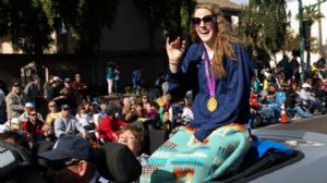 Missy Franklin in Fiesta Bowl Parade Car as Grand Marshall
