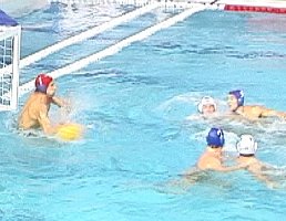 Dan Hackett blocks a Russian shot.