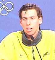 Grant Hackett interviewed after his 1500 victory.