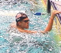 Gary Hall wins his heat in 49.10