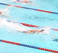 Gary Hall well ahead of his heat in the 100 Free.