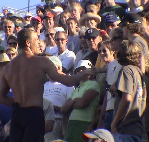 Gary Hall Jr. went into the crowd after his race to thank his family and friends.
(Photo: M. Collins)