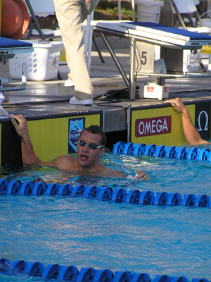 Brendan Hansen after setting the 100 breast world record at 2006 Nationals.