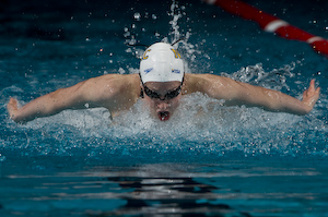 Katie Hoff wins 100 Fly at 2008 Toyota Grand Prix at Ohio State University.
