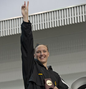 2011wncaa Katinka Hosszu wins the 200 butterfly at the 2011 NCAA championship.