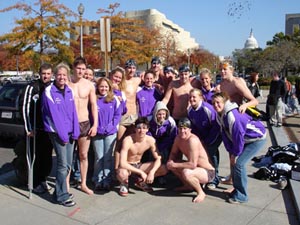 James Madison men's and women's swimming team join in protest against team cuts.