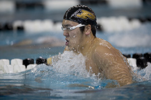 Jin-Soo Kim wins 200 breaststroke at Purdue Quad event.