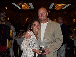 Kimiko Soldati, USA Divings Athlete of the Year, with coach Ken Armstrong.
