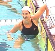 Kristy Kowal is happy with her 200 Breast swim.