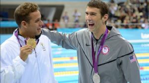 Chad Le Clos and Michael Phelps