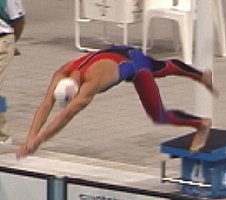 Tom Malchow at the start of the 200 Fly.
