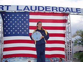 USA Swimmings Swimmer of the Year, Natalie Coughlin, after winning Kiphuth High Point Award at 2002 US Summer Nationals.
