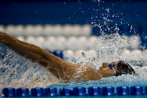 Aaron Peirsol wins the second semi-final of the 200 meter backstroke at the 2008 olympic trials.