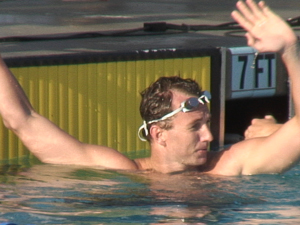 Aaron Peirsol after winning the 100 back at 2006 Nationals.