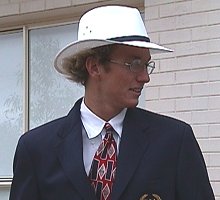Aaron Piersol looking sharp Before Opening Ceremonies. (Bet his hair still looks messed up under that hat)