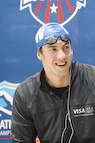 Michael Phelps preparing to race