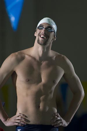 Michael Phelps at start of 400 Free.