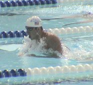 Michael Phelps swimming the Breaststroke leg of the IM at the 2004 Olympic Trials