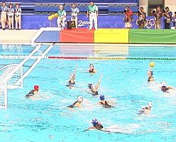 Action during the gold medal game between USA and Australia. Australia won 4-3 in the final two seconds.
