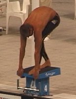 Ryk Neethling on the blocks before the 400 Free.