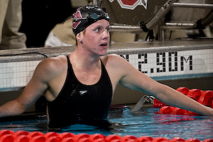 Julia Smit places first in 400 IM prelims at 2008 NCAA Championships.