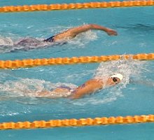 Cristina Teuscher swimming the Freestyle leg of the 200 IM.