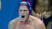 United States defender Shea Buckner (6) celebrate on the bench after a goal is scored in the second quarter of the preliminary round against Montenegro in the 2012 London Olympic Games at Water Polo Arena.