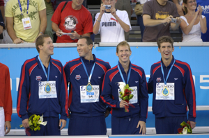 USA wins 400 Free Relay at 2005 Worlds