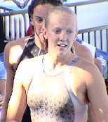 Dana Vollmer finished just ahead of Lindsay Benko to make the US Olympic team in the 200 Free at the 2004 Olympic Trials.